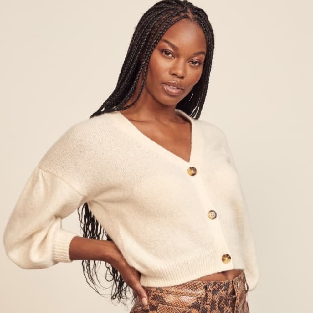 NWT Reformation Via Puff Sleeve Cardigan